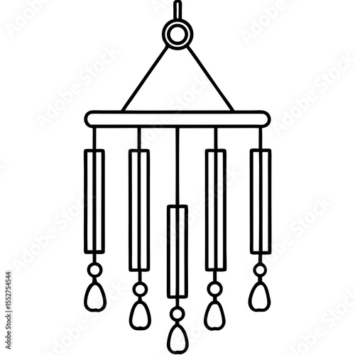 Minimal Wind Chime Line Art Illustration