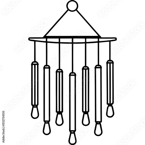 Minimal Wind Chime Line Art Illustration