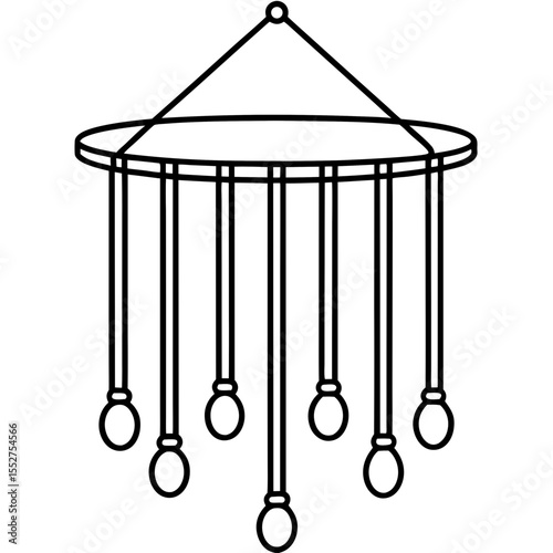 Minimal Wind Chime Line Art Illustration