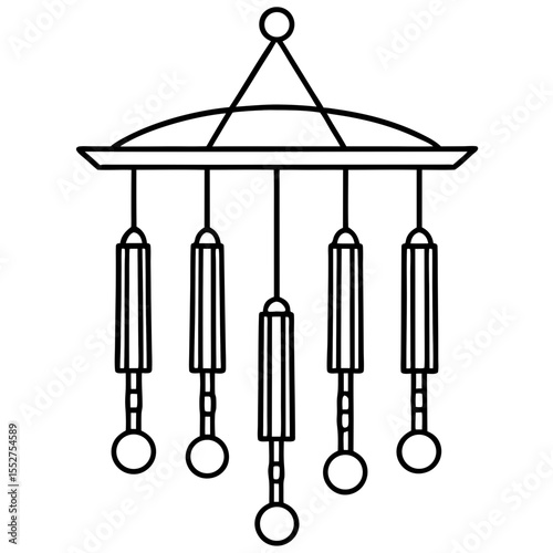 Minimal Wind Chime Line Art Illustration