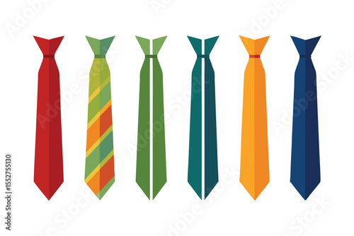 set of different tie vector white background