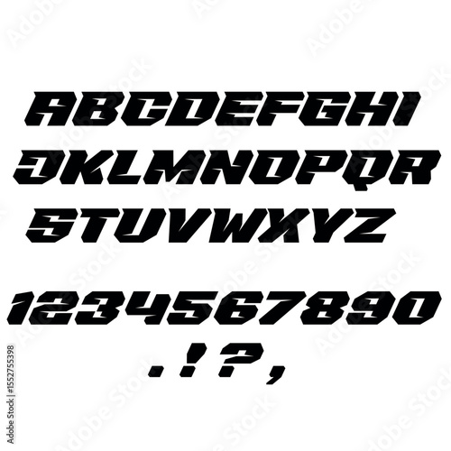 Font alphabet, vector, letters, numbers, punctuation marks,