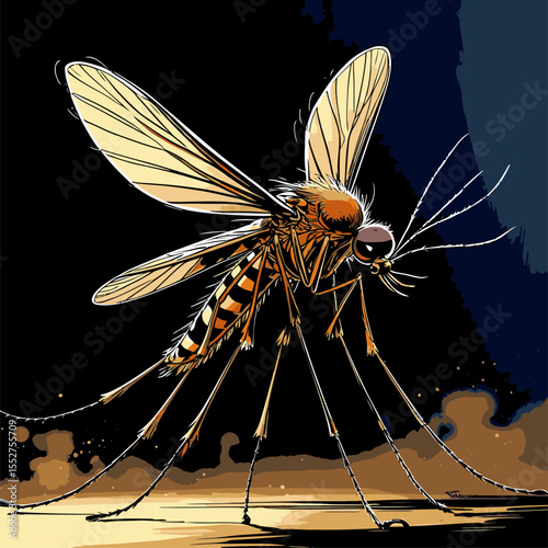 Very detailed and realistic mosquito illustration