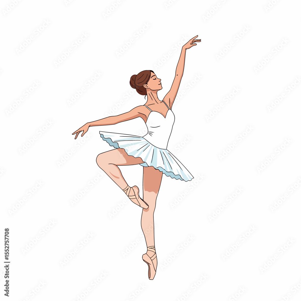 Elegant ballerina dancer in graceful pose performing classical ballet dance with tutu and pointe shoes Elegant ballerina dancer in graceful pose performing classical ballet dance with tutu and pointe shoes