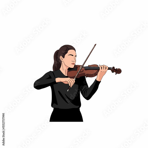 Musician Woman Playing Violin Elegant Performance Classical Music Instrument