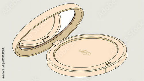 Compact powder case with mirror cosmetic beauty product makeup container for face powder and blush design