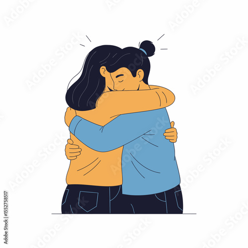 Two People Hugging Affectionately Showing Support and Friendship