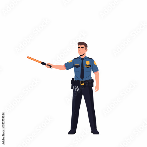 Traffic Police Officer Directing Traffic With Baton