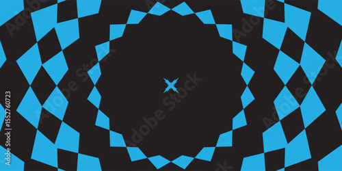 Abstract Blue Geometric Pattern on Black Background