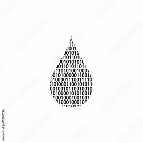 Digital Water Drop Formed by Binary Code Symbolizing Technology and Data