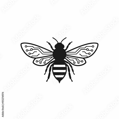 Digital Bee Illustration Symbolizing Technology And Nature Connection