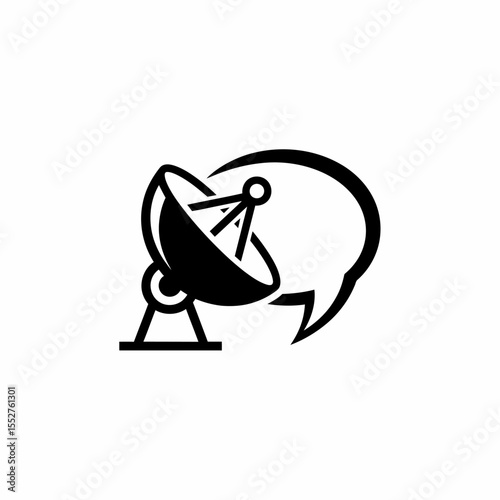 Satellite Dish Communication Bubble Icon for Broadcast Signal Transmission