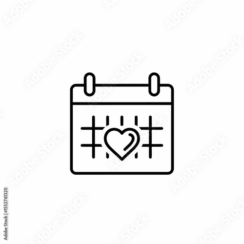 Heart Shaped Date Icon on Calendar Represents Anniversary or Special Occasion