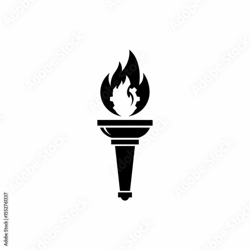 Black Silhouette of a Flaming Torch Icon Symbolizing Light Knowledge and Enlightenment