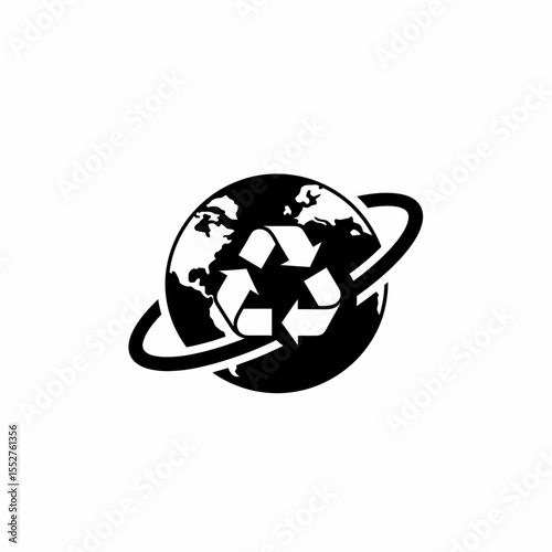Global Recycling Symbol Earth Orbit Environmental Protection Concept