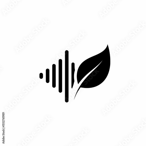 Abstract Eco Soundwave with Leaf Symbol Representing Nature and Technology Harmony