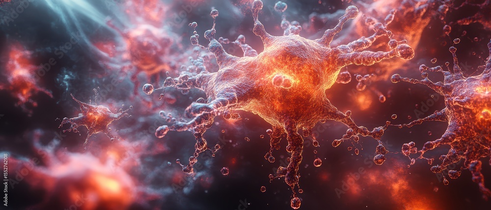 Fototapeta premium Vibrant Microscopic World with Dynamic Elements