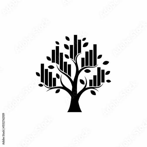 Financial Growth Tree Symbol Illustrating Investment Success and Economic Development