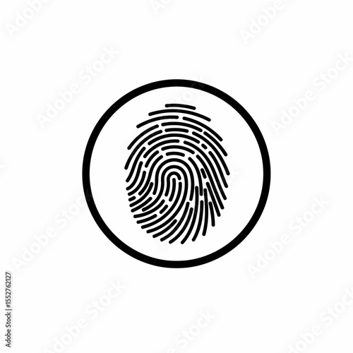A Simple Circular Icon Featuring a Black and White Fingerprint Design