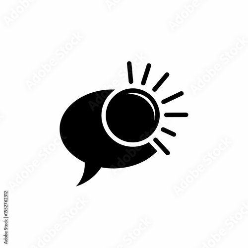 Sun shining through a speech bubble icon representing bright ideas and communication