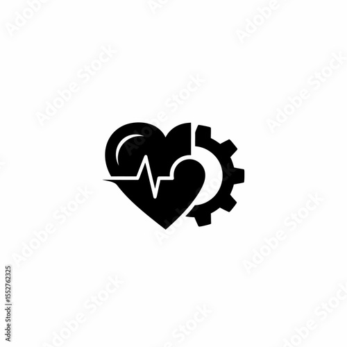 Abstract Heart With ECG Line Merged With Gear Symbolizing Health Technology And Innovation
