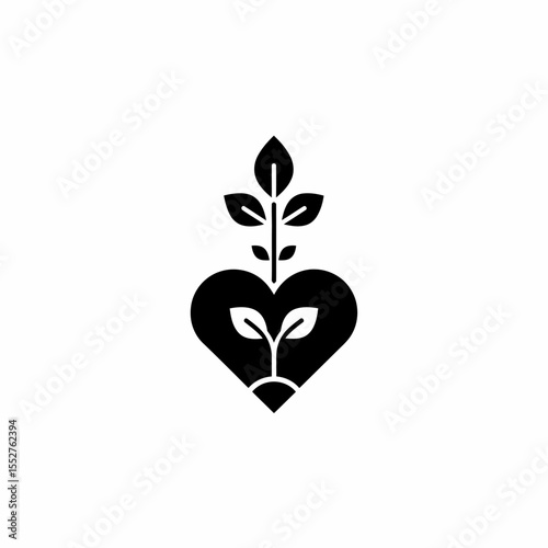 Heart Shaped Plant Growth Symbol Love Nature Seedling Organic Growth Icon
