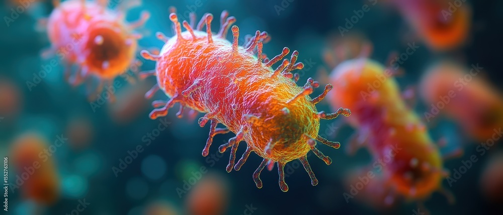 Naklejka premium Dynamic 3D Animation of Pathogen Life Cycle