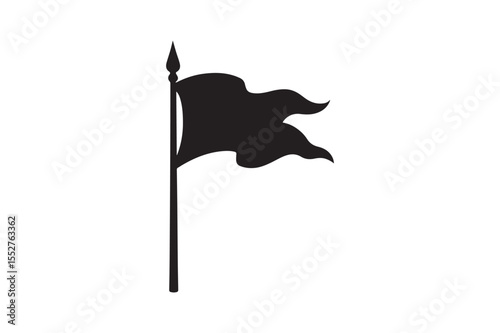 17th century flag silhouette vector art illustration on white background
