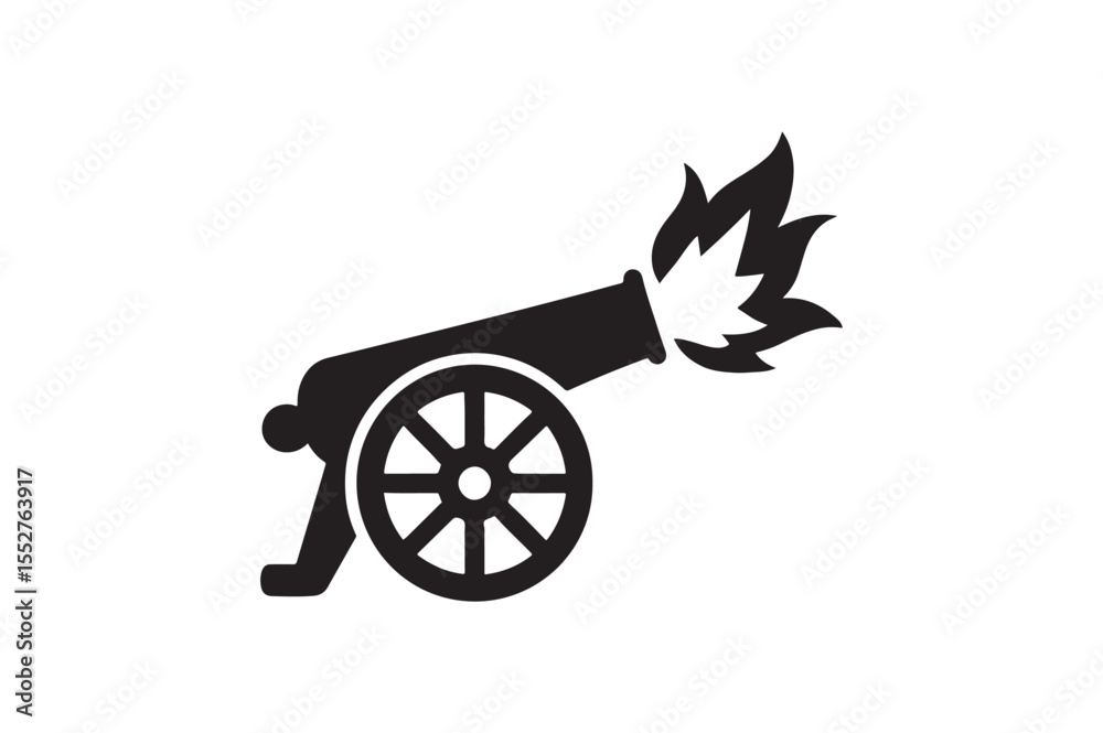 Fototapeta premium cannon fire icon silhouette vector art illustration on white background