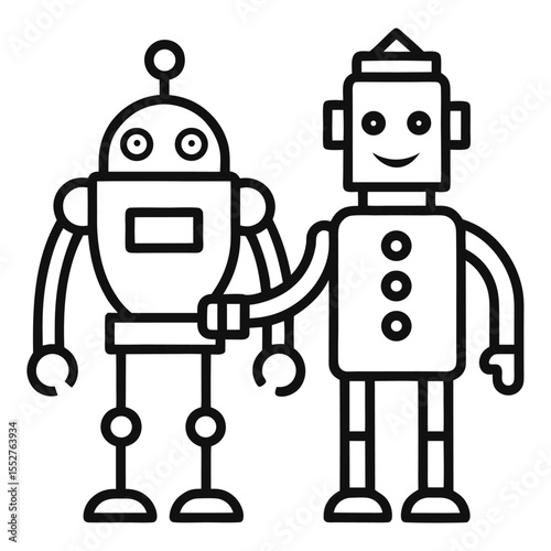 Robot Handshake outline icon on white background