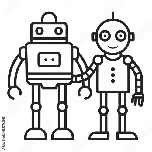 Robot Handshake outline icon on white background