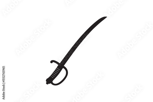 cavalry sword silhouette vector art illustration on white background