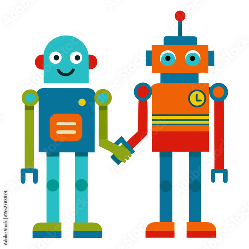Robot and human handshake icon	