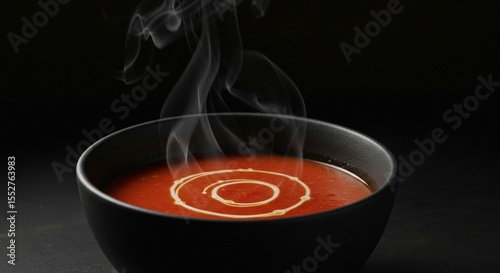 Bowl of hot steaming red soup