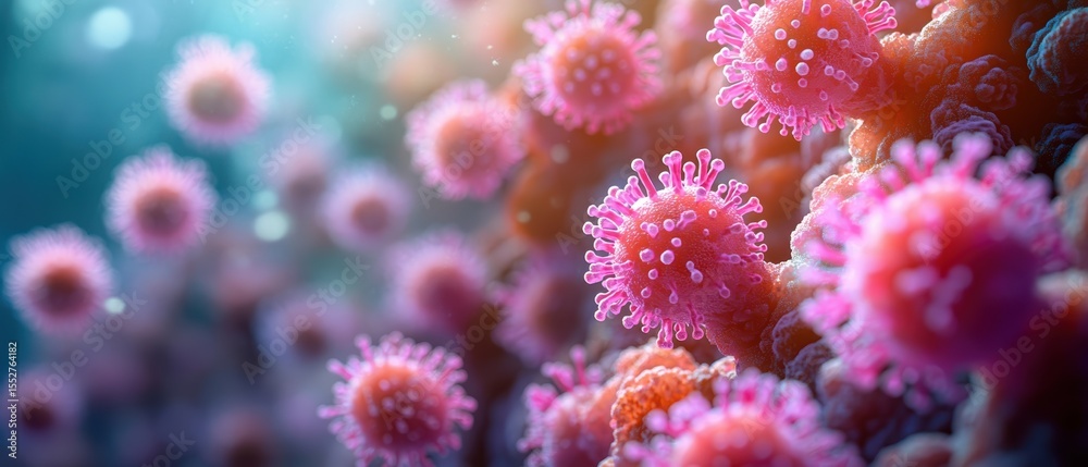 Fototapeta premium Microscopic Battle Scene of Engaging Bacteria