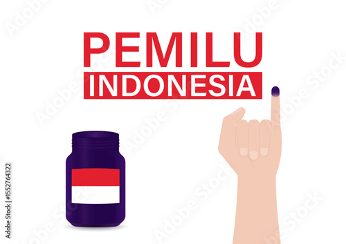 Little Finger with Purple Ink. Election in Indonesia. Election Concept. Vector Illustration.