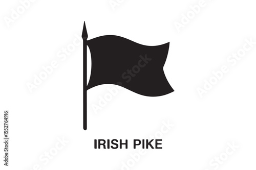 irish pike silhouette vector art illustration on white background