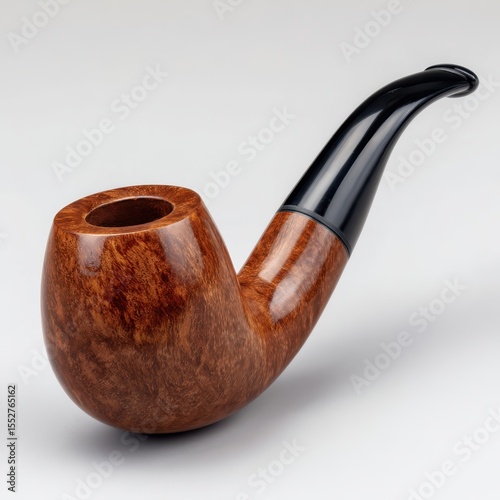 Elegant briar wood smoking pipe with a polished finish and black stem