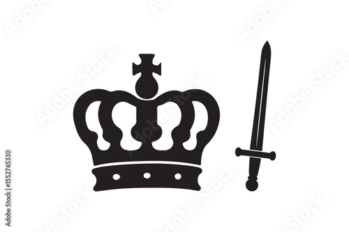 monarchy emblem silhouette vector art illustration on white background