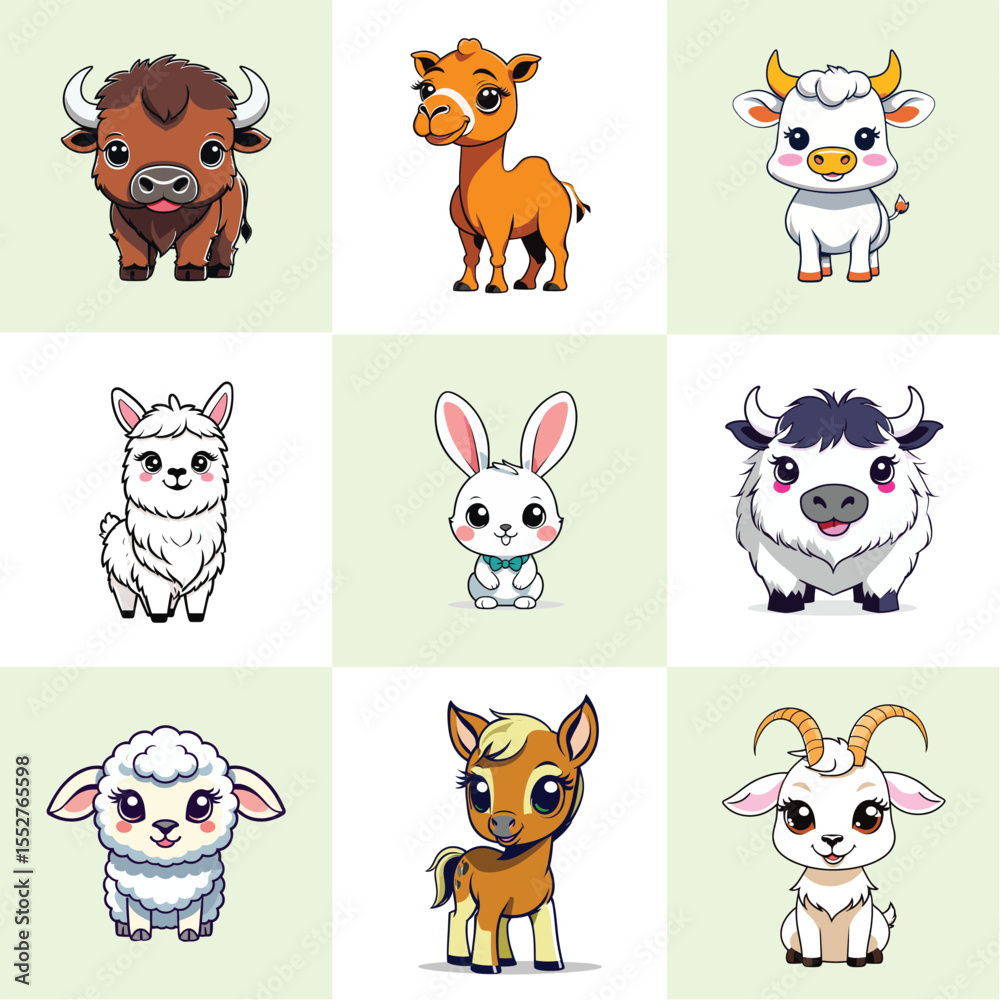 Obraz premium Farm Animals Vector Set – Colorful & Detailed Illustrations