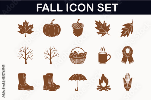 Autumn Fall Icon Set Collection for Seasonal Designs