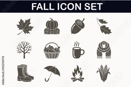 Autumn Fall Icon Set Collection for Seasonal Designs