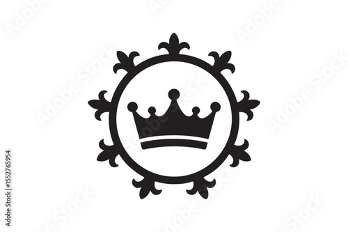 royal medallion silhouette vector art illustration on white background