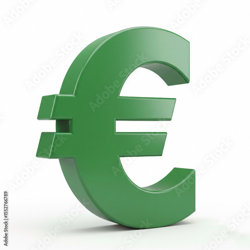 3d render  green euro symbol representing european currency on a white background illustrating finance and business concepts