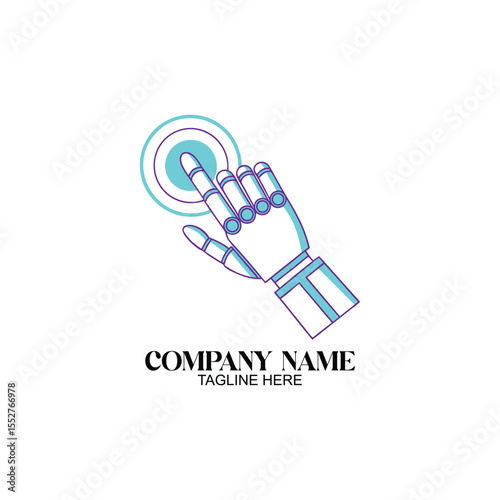 Digital Interaction Concept: A sleek, stylized illustration of a robotic hand interacting with a digital touch interface, set against a minimalistic backdrop, symbolizing technological advancement.