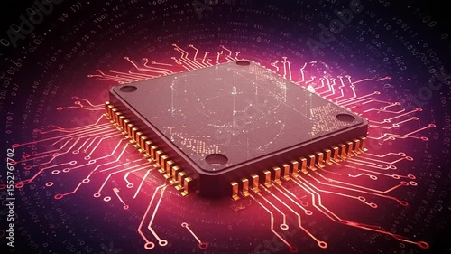 Computer microchip on circuit board