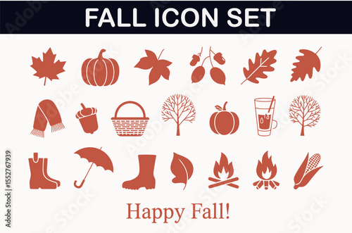 Autumn Fall Icon Set Collection for Seasonal Designs