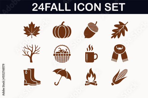 Autumn Fall Icon Set Collection for Seasonal Designs