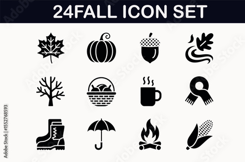 Autumn Fall Icon Set Collection for Seasonal Designs