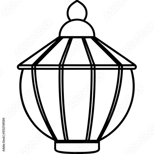 Minimalist Paper Lantern Line Art